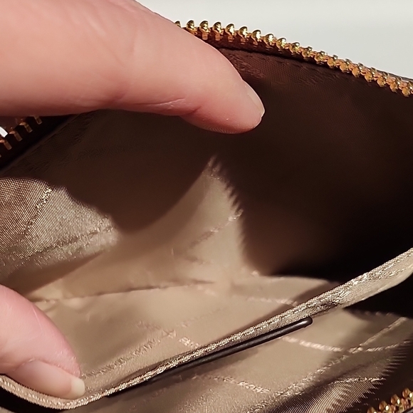Michael Kors Cream Wristlet with Gold Accents